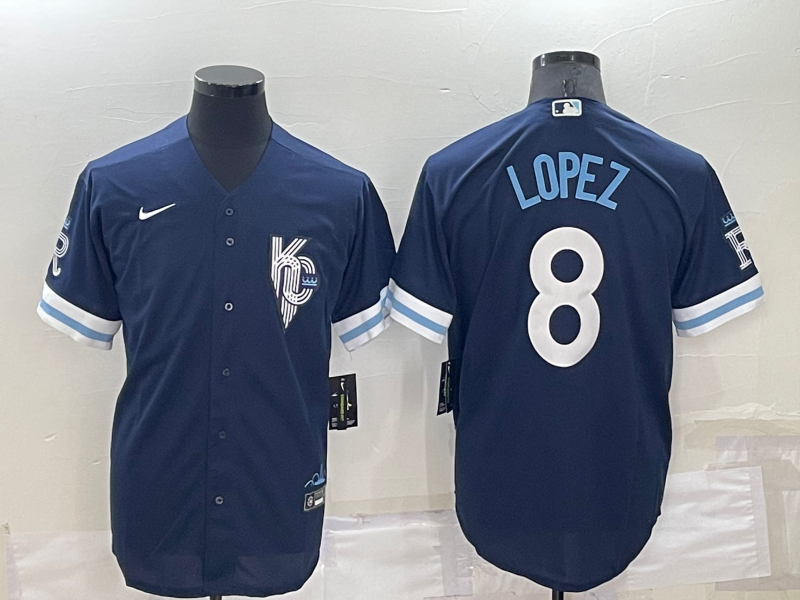 Men's Kansas City Royals Nicky Lopez #8 Navy Baseball Jersey